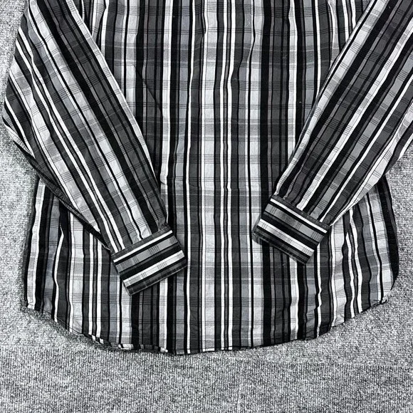Tommy Bahama Long Sleeve Striped Black White Gray Cotton/Silk Blend Large - Picture 8 of 11